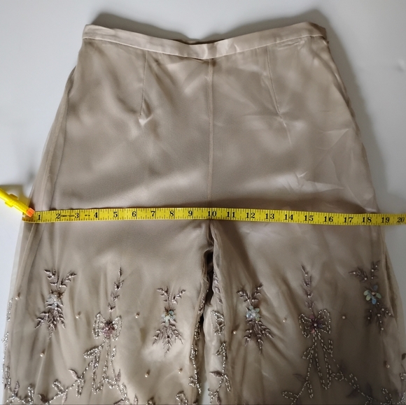 Vie By Victoria Royal By Mary Bay Silk Beaded Tulle Pants Gold Beaded Size 4 - Picture 13 of 15
